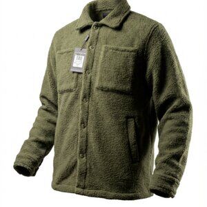 American Stitch Men’s Double Pocket Fleece Jacket – Green | Large
